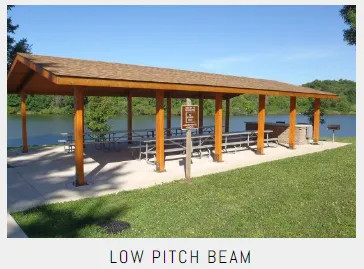 Commercial Low Pitch Beam Shelters
